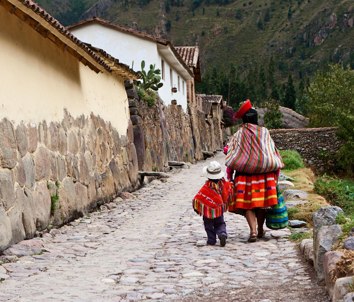 woman and child walking