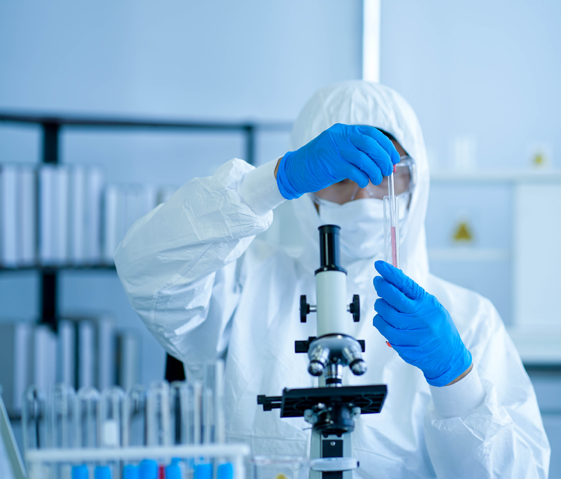 scientist with microscope