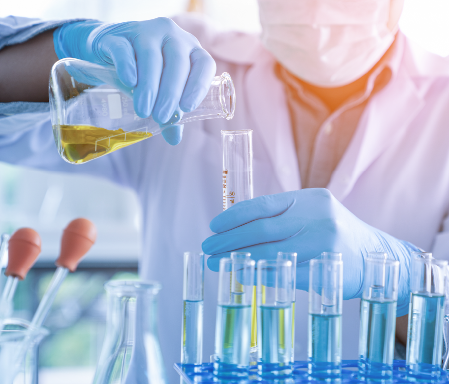 Scientist with test tubes